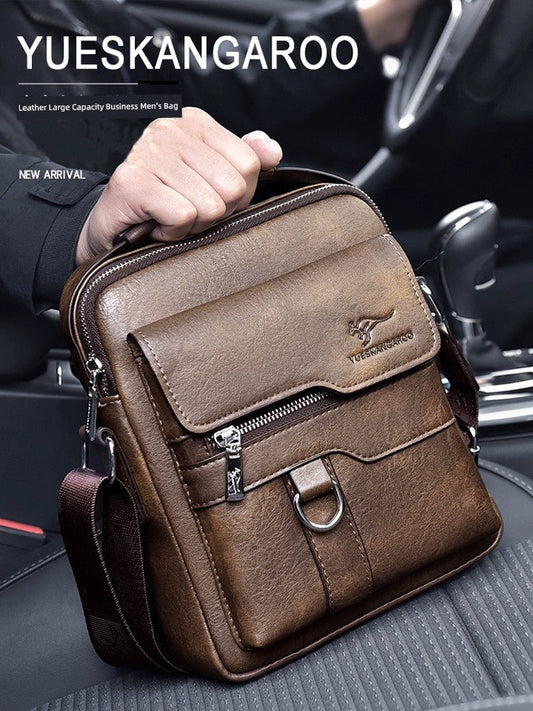 Mackangaroo Fashion Men's Bag Genuine Leather Crossbody Shoulder Bag Cowhide Business Handbag Men Bag Leather Bag Vertical - My Web Bazaar