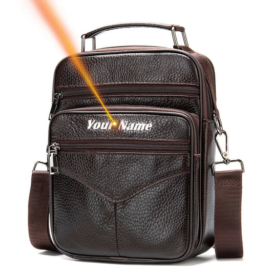 Men Genuine Leather Bag | Retro Casual Crossbody Messenger - My Web Bazaar