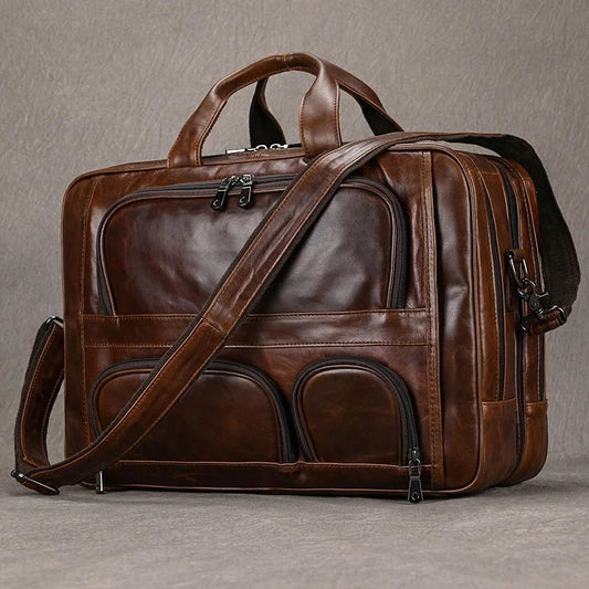 Newsbirds Genuine Leather 17 - Inch Briefcase | Professional Bag - My Web Bazaar