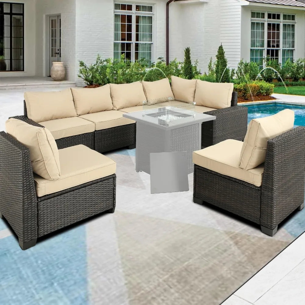 • Minimalist rattan seating set for patio
