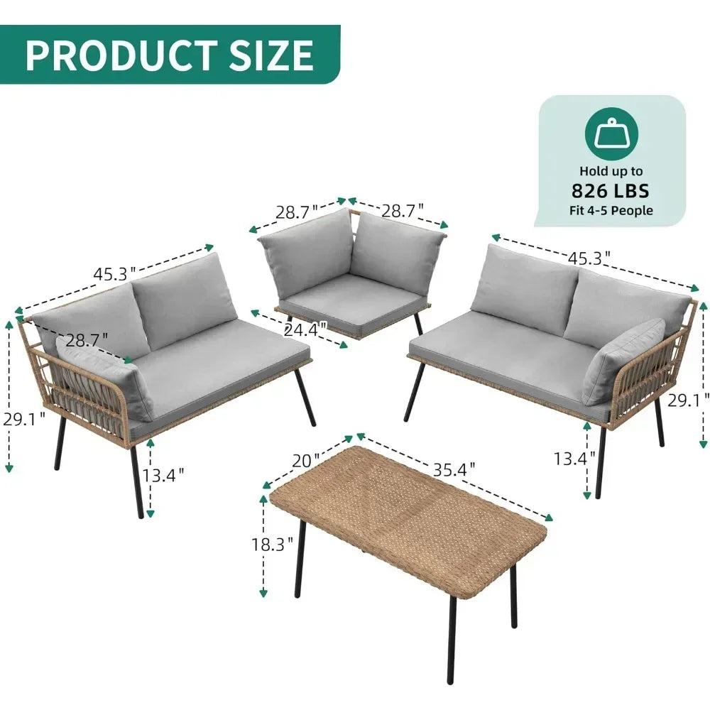• Minimalist outdoor rattan sofa arrangement

