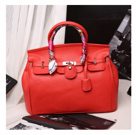 Red Handbag with Silk Scarf | Chic Rose Red Fashion Bag - My Web Bazaar