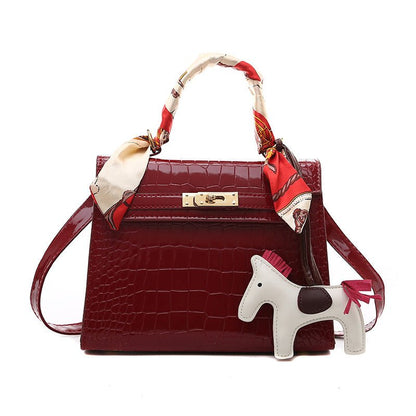 Red Stone Pattern PU Shoulder Bag | Stylish Size S Accessory - My Web Bazaar