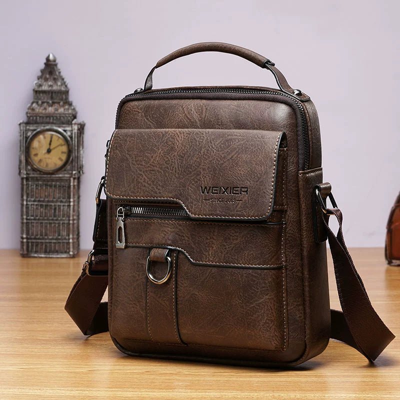 Retro Crazy Horse Leather Shoulder Bag | Stylish Business Accessory - My Web Bazaar