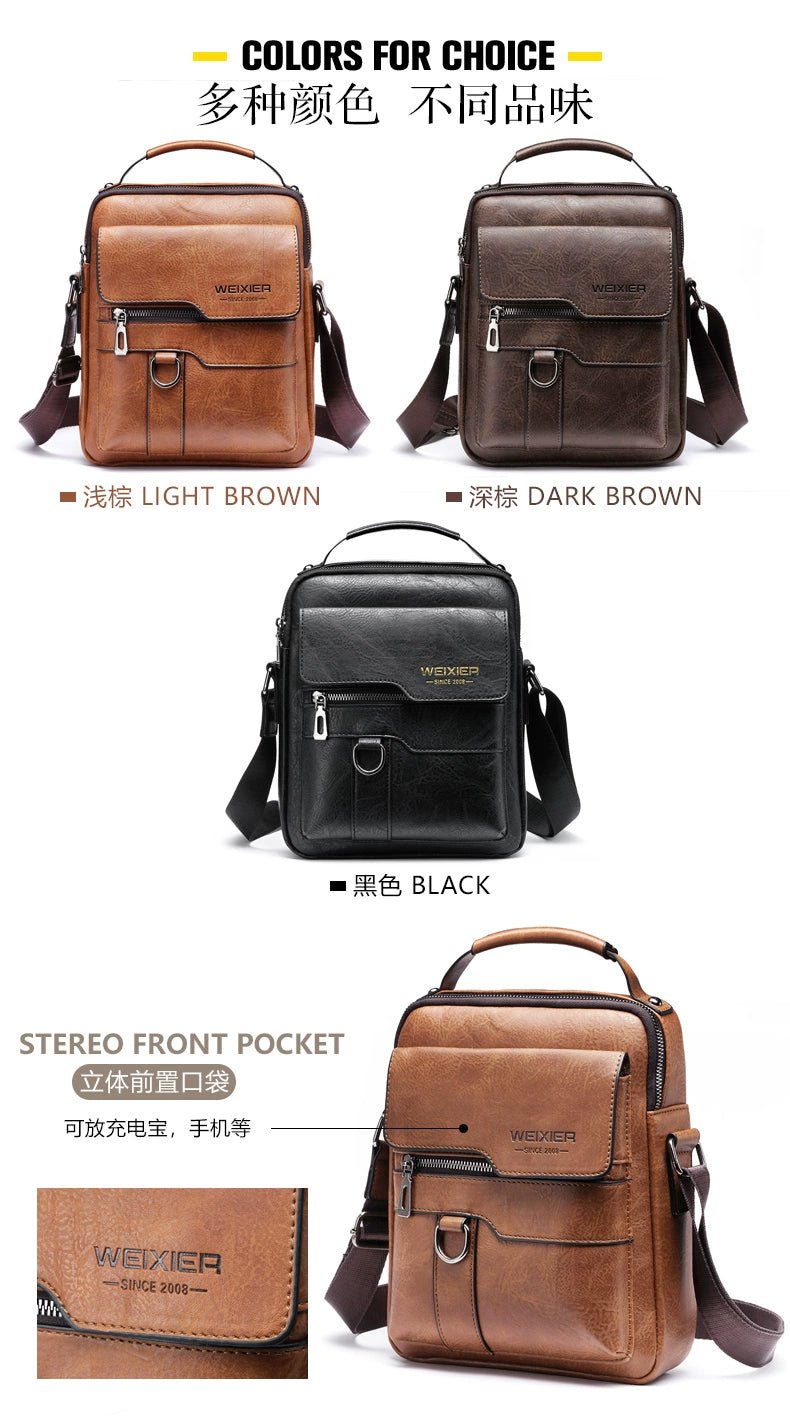 Retro Crazy Horse Leather Shoulder Bag | Stylish Business Accessory - My Web Bazaar