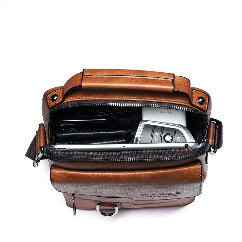 Retro Crazy Horse Leather Shoulder Bag | Stylish Business Accessory - My Web Bazaar
