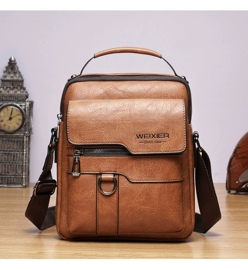 Retro Crazy Horse Leather Shoulder Bag | Stylish Business Accessory - My Web Bazaar
