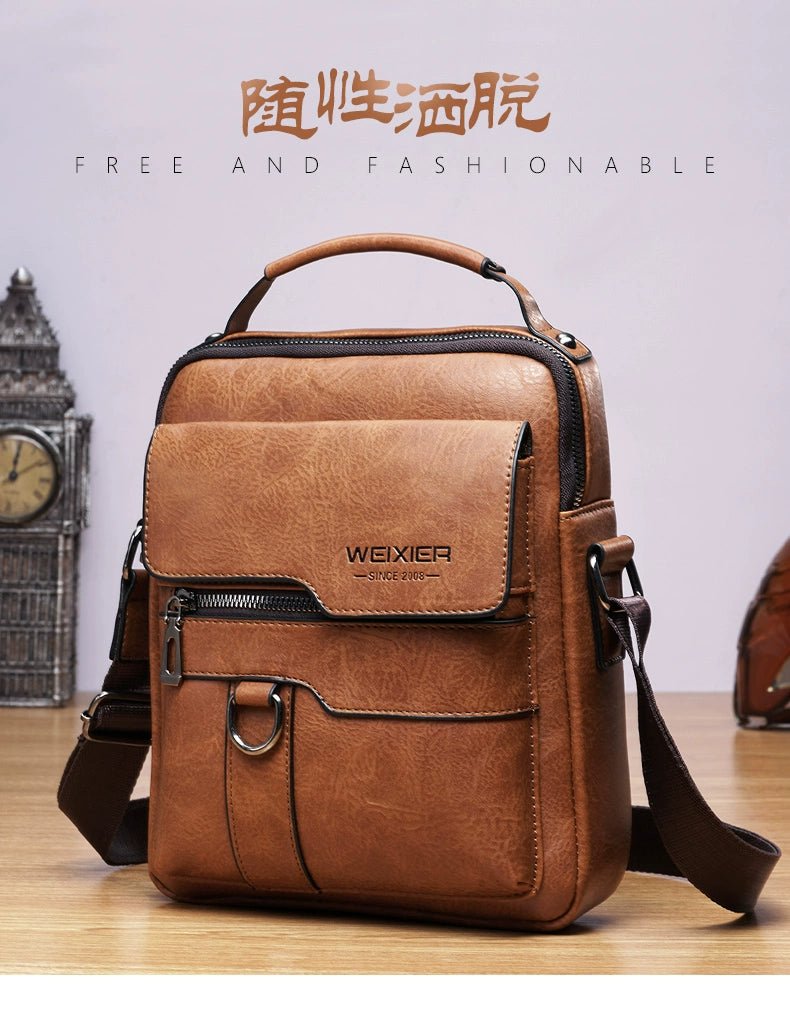 Retro Crazy Horse Leather Shoulder Bag | Stylish Business Accessory - My Web Bazaar