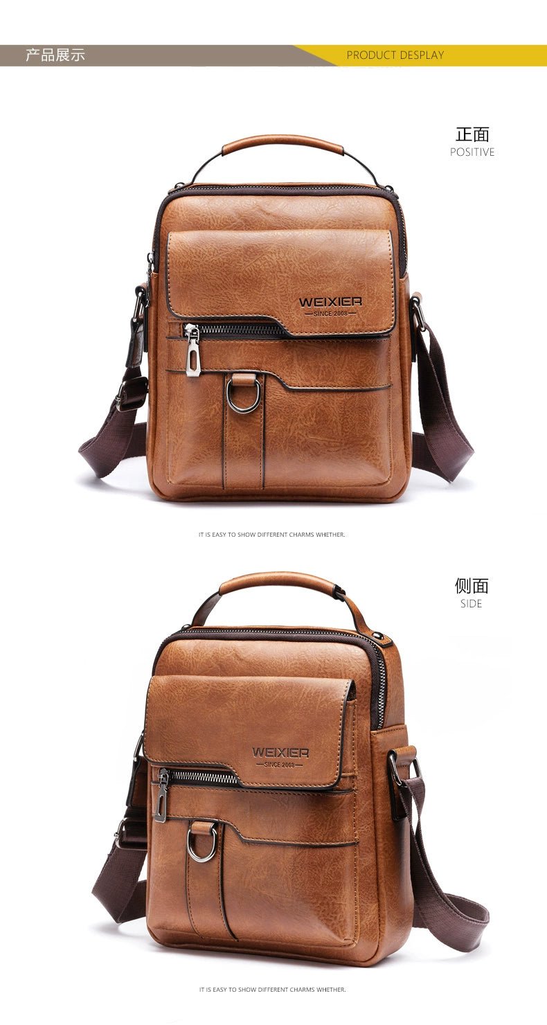 Retro Crazy Horse Leather Shoulder Bag | Stylish Business Accessory - My Web Bazaar