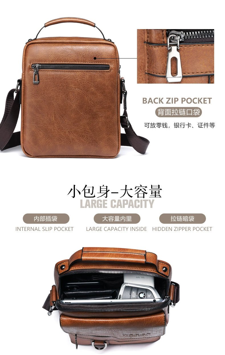 Retro Crazy Horse Leather Shoulder Bag | Stylish Business Accessory - My Web Bazaar