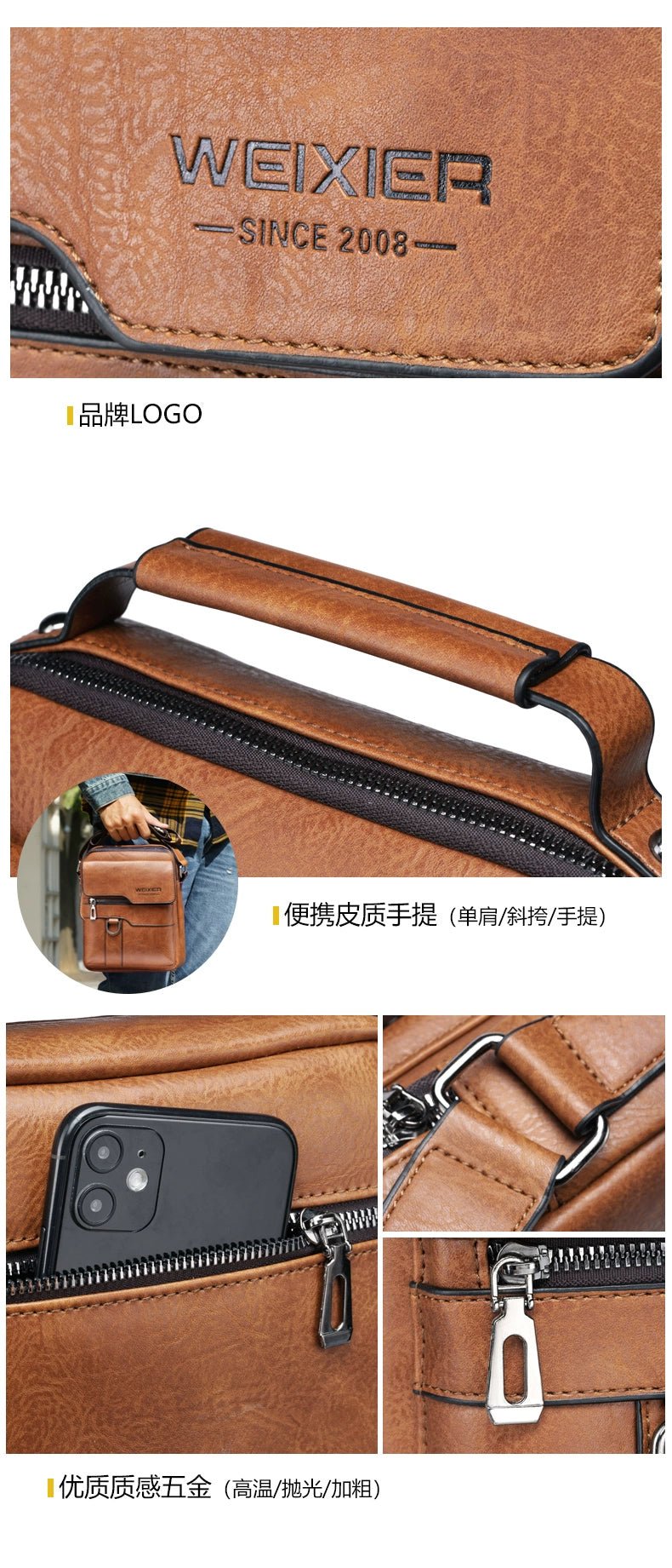 Retro Crazy Horse Leather Shoulder Bag | Stylish Business Accessory - My Web Bazaar