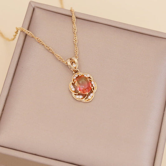 Stunning Multicolor Full Diamond Sun Flower Necklace for Women - My Web Bazaar