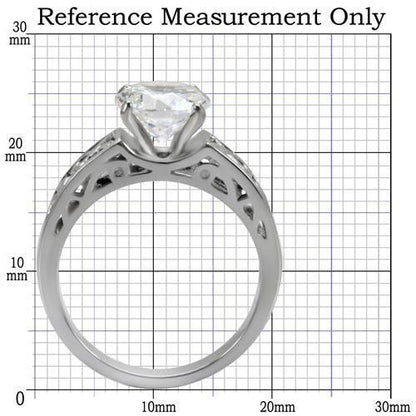 TK069 - High polished (no plating) Stainless Steel Ring with AAA Grade CZ in Clear - My Web Bazaar