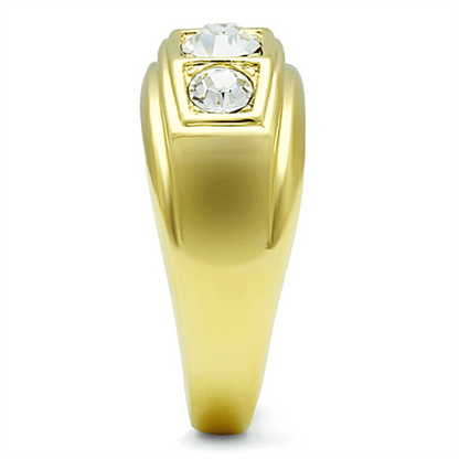 TK119G - IP Gold(Ion Plating) Stainless Steel Ring with Top Grade Crystal in Clear - My Web Bazaar
