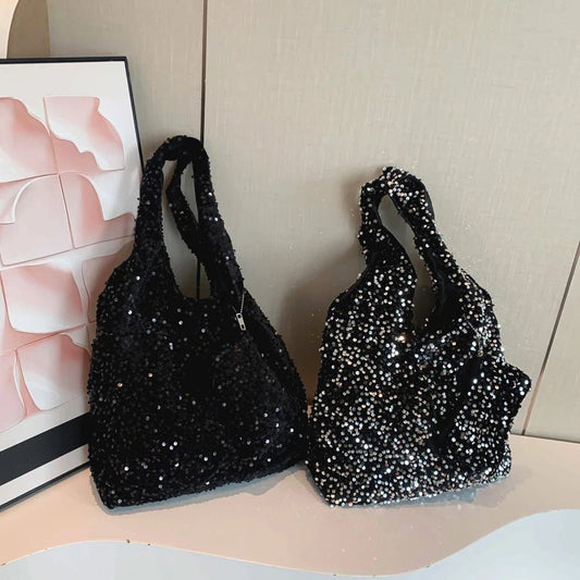 Tote Bag for Women Sequin Shoulder Bag Trendy Hobo Bag Underarm Bag for Work Travel Shopping - My Web Bazaar