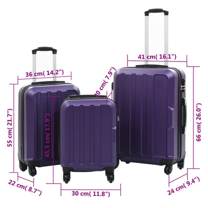 vidaXL Hardcase Trolley Set 3 pcs Purple ABS | Durable Travel Luggage - My Web Bazaar