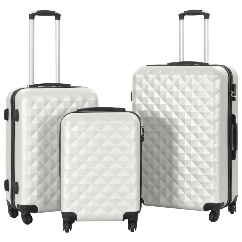 VidaXL Hardcase Trolley Set | Durable Bright Silver ABS 3 Pcs - My Web Bazaar