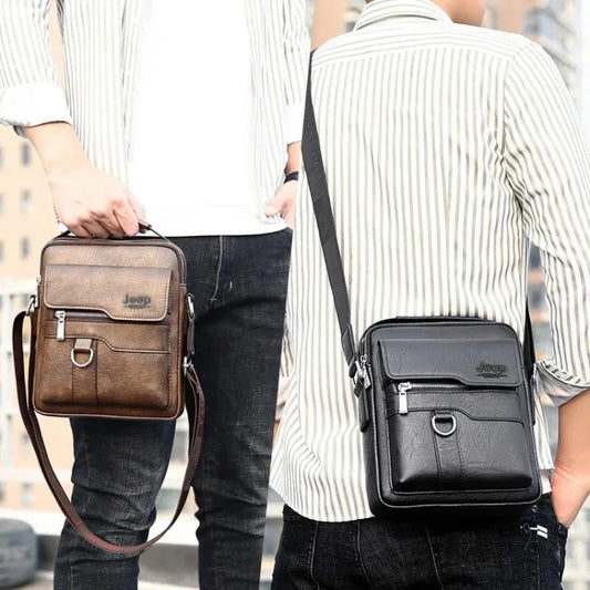 Vintage PU Leather Messenger Bag for Men | Stylish Crossbody Satchel - My Web Bazaar