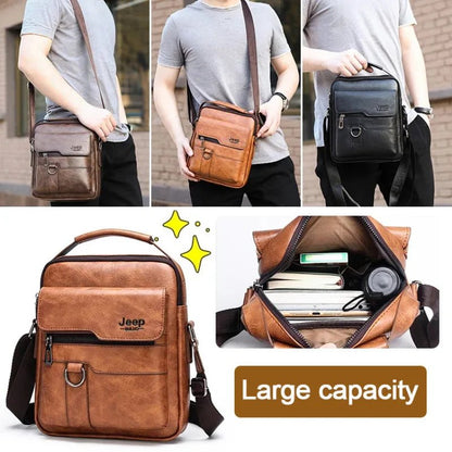 Vintage PU Leather Messenger Bag for Men | Stylish Crossbody Satchel - My Web Bazaar