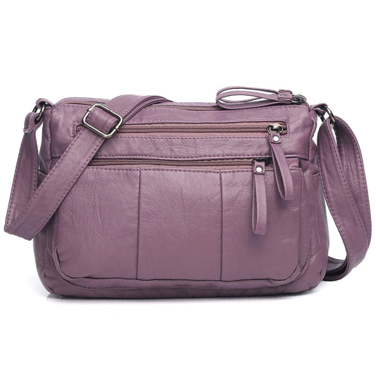 VOLGANIK ROCK Purses for Women Soft PU Leather Shoulder Bag Lightweight Crossbody Pocketbook Taro - 10.2" - My Web Bazaar