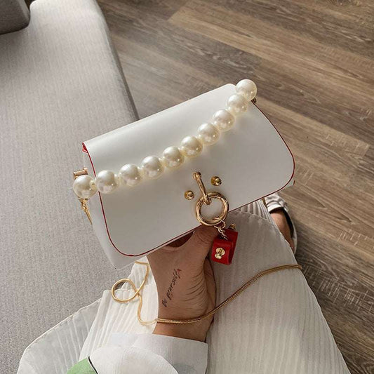 White Pearl Shoulder Bag | 2021 European Style L Size - My Web Bazaar