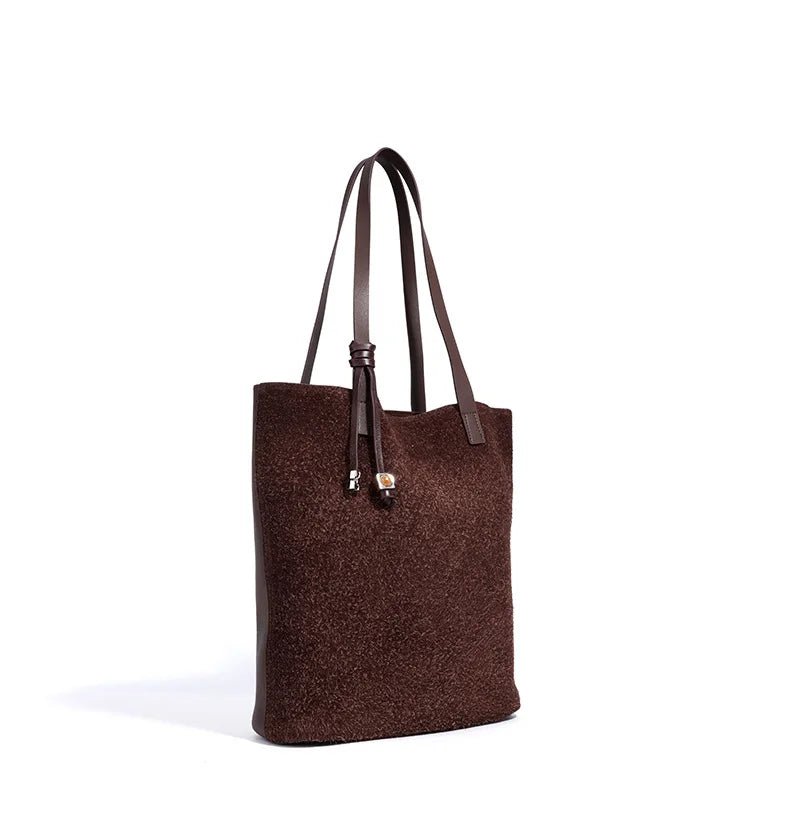 Wholesale Women Suede Tote | Large Capacity Fashion Handbag - My Web Bazaar