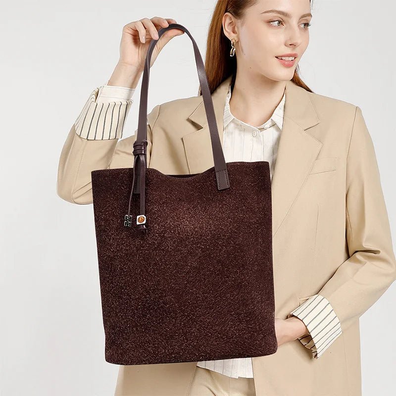 Wholesale Women Suede Tote | Large Capacity Fashion Handbag - My Web Bazaar