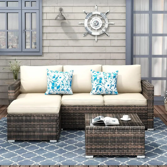 • 3-piece wicker patio set with table
