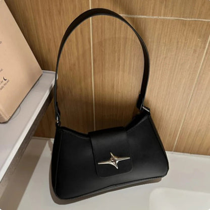 Y2K Shoulder Bags for Women Classic Small Purse Glossy PU Leather Handbags Daily Ladies Bag Purse - My Web Bazaar