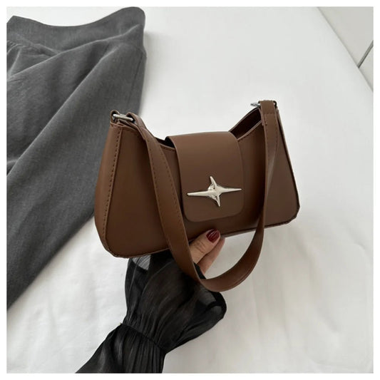 Y2K Shoulder Bags for Women Classic Small Purse Glossy PU Leather Handbags Daily Ladies Bag Purse - My Web Bazaar